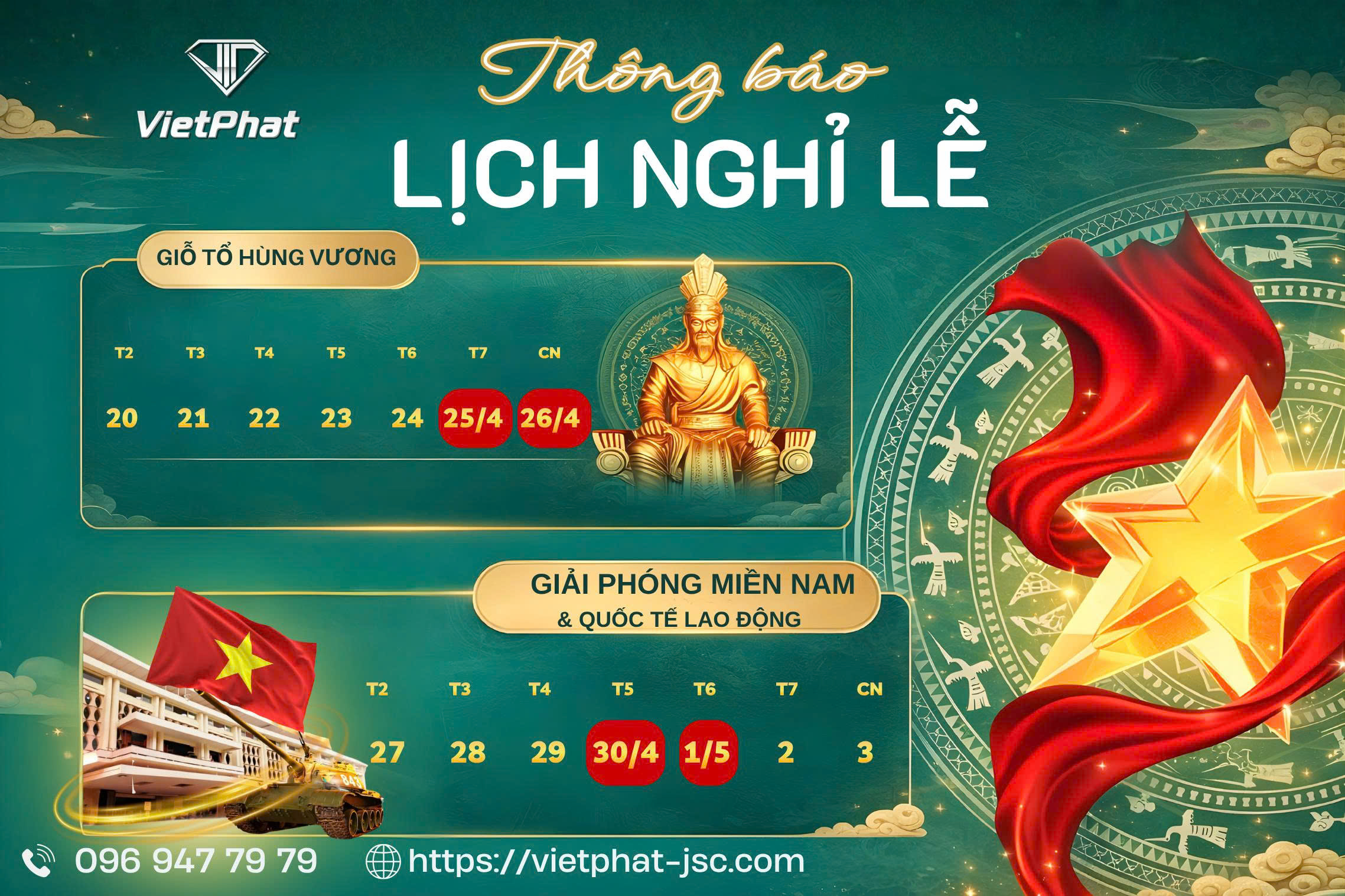 THÔNG BÁO LỊCH NGHỈ LỄ TẠI VIỆT PHÁT